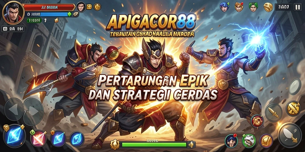 Screenshot gameplay seru dalam APIGACOR88 dengan pertarungan intens.