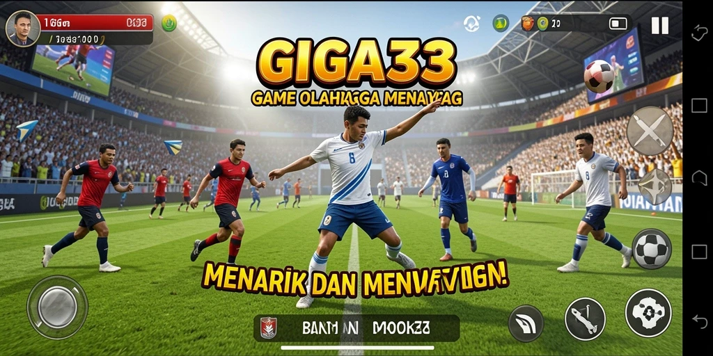 Screenshot utama GIGA33 menampilkan aksi seru permainan olahraga.