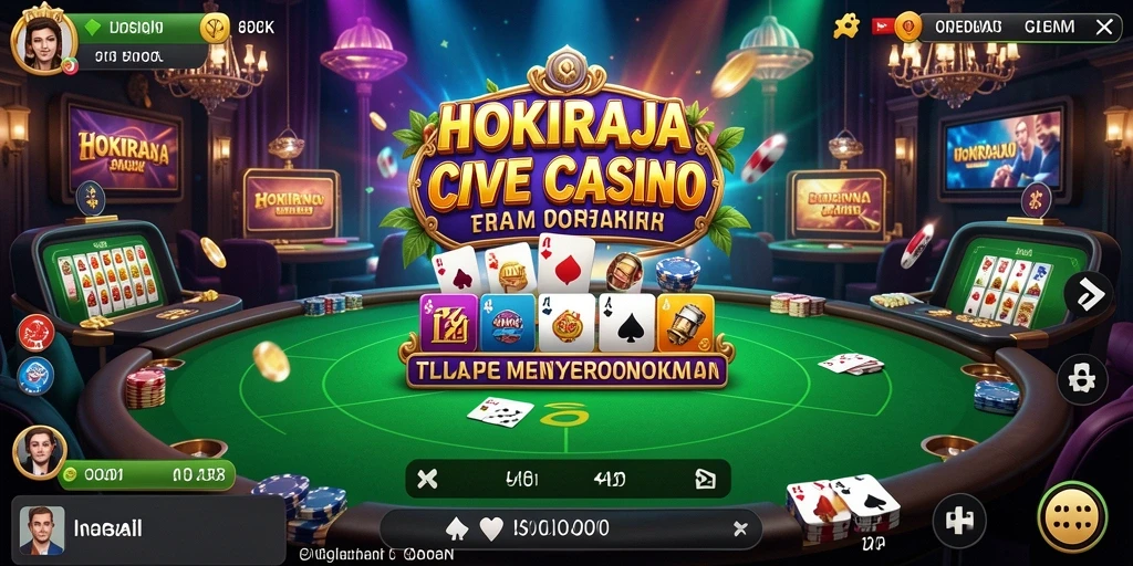 Screenshot gameplay HOKIRAJA menunjukkan dealer langsung dan interaksi nyata.