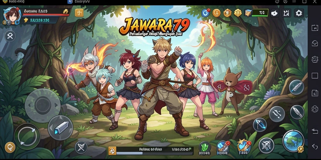 Tampilan gameplay JAWARA79 yang menampilkan pertarungan seru antara karakter Anime.