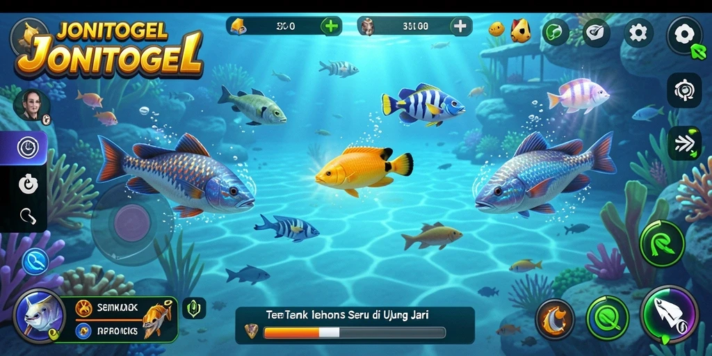 Tampilan gameplay seru dari JONITOGEL saat menangkap ikan.
