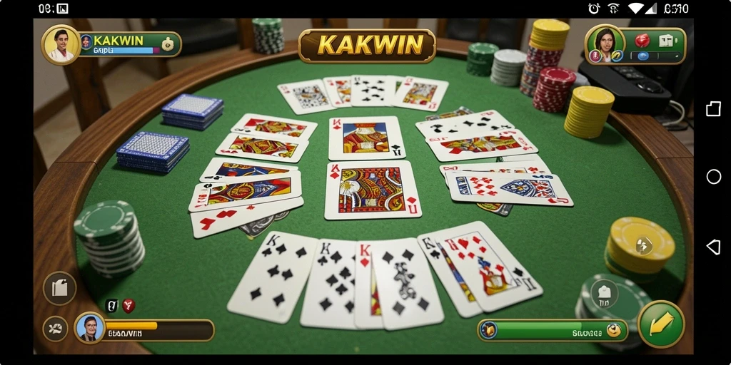 Tampilan gameplay KAKWIN yang menegangkan saat bermain Gaple.