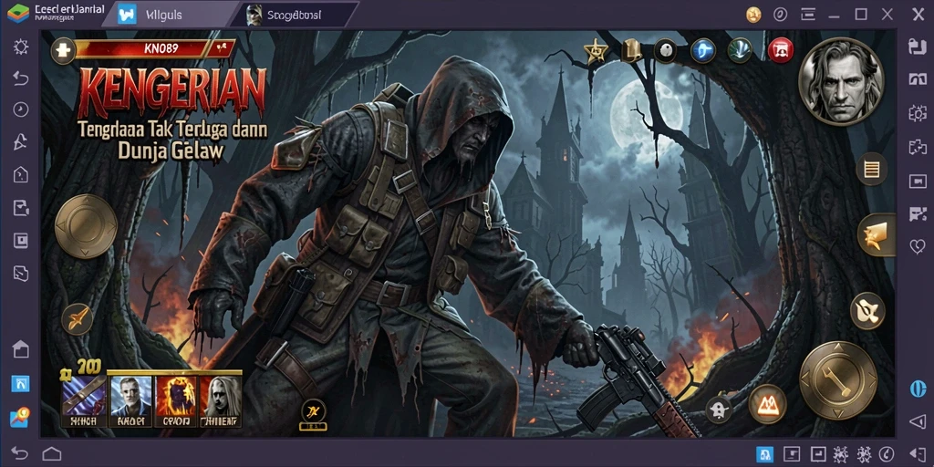 Tampilan gameplay KNO89 yang menegangkan dengan suasana gelap.