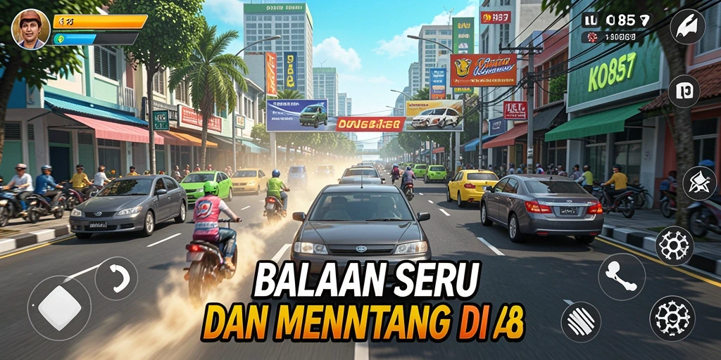 Gameplay mendebarkan di lintasan balap KO857.