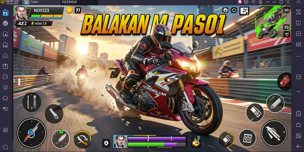 Gameplay balapan motor yang mendebarkan dan penuh aksi.