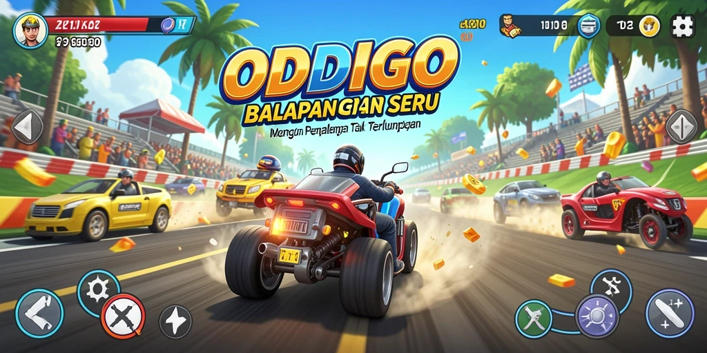 Tampilan gameplay seru dari balapan ODDIGO yang mendebarkan.