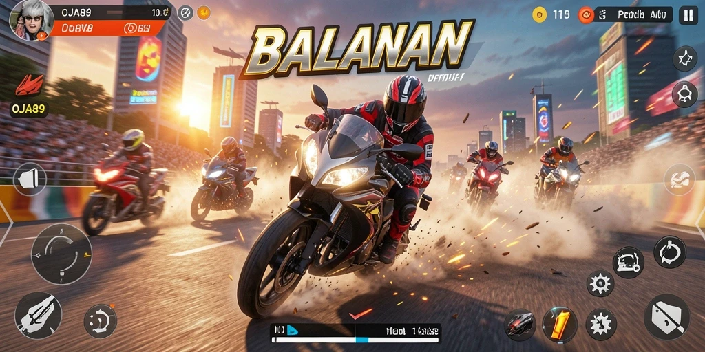 Tampilan balapan seru di OJA89 dengan motor cepat.