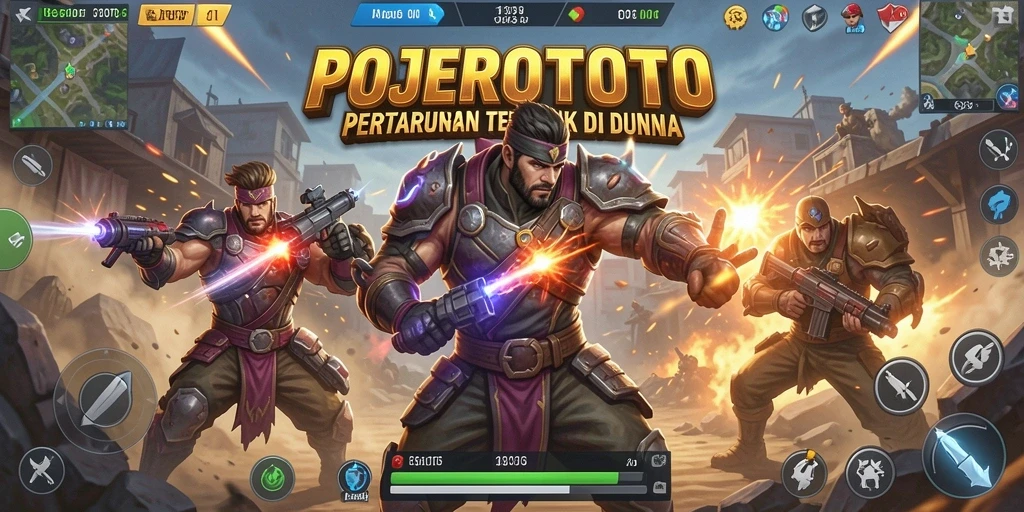 Screenshot gameplay seru dalam pertarungan Battle Royale di POJEROTOTO.