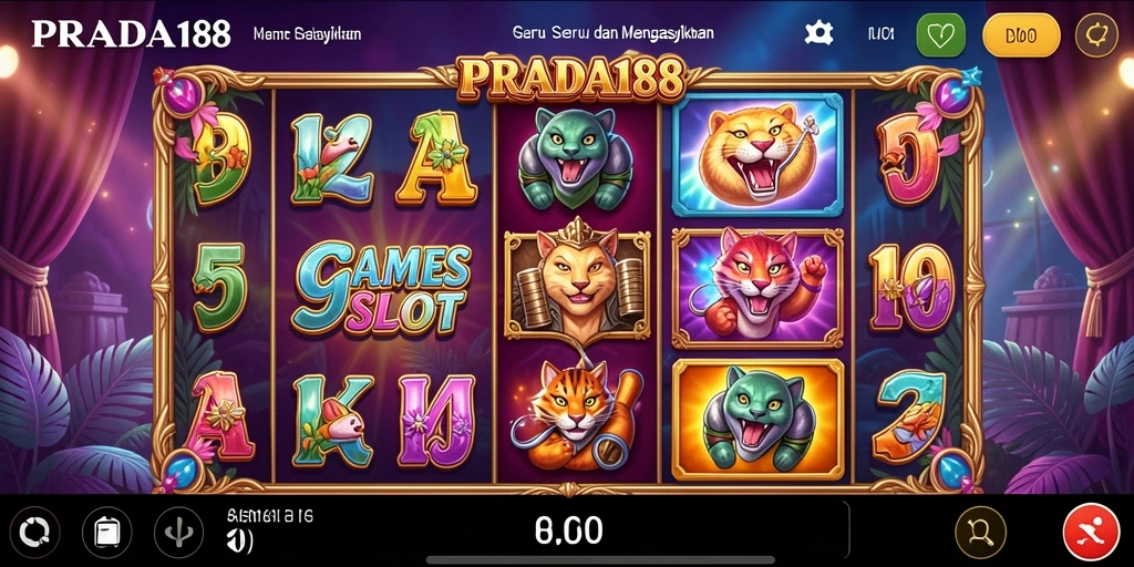 Tampilan utama gameplay slot PRADA188 penuh warna dan menarik.