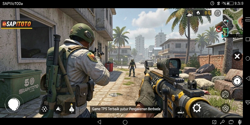 Screenshot gameplay SAPITOTO dengan aksi tembak-tembakan seru.